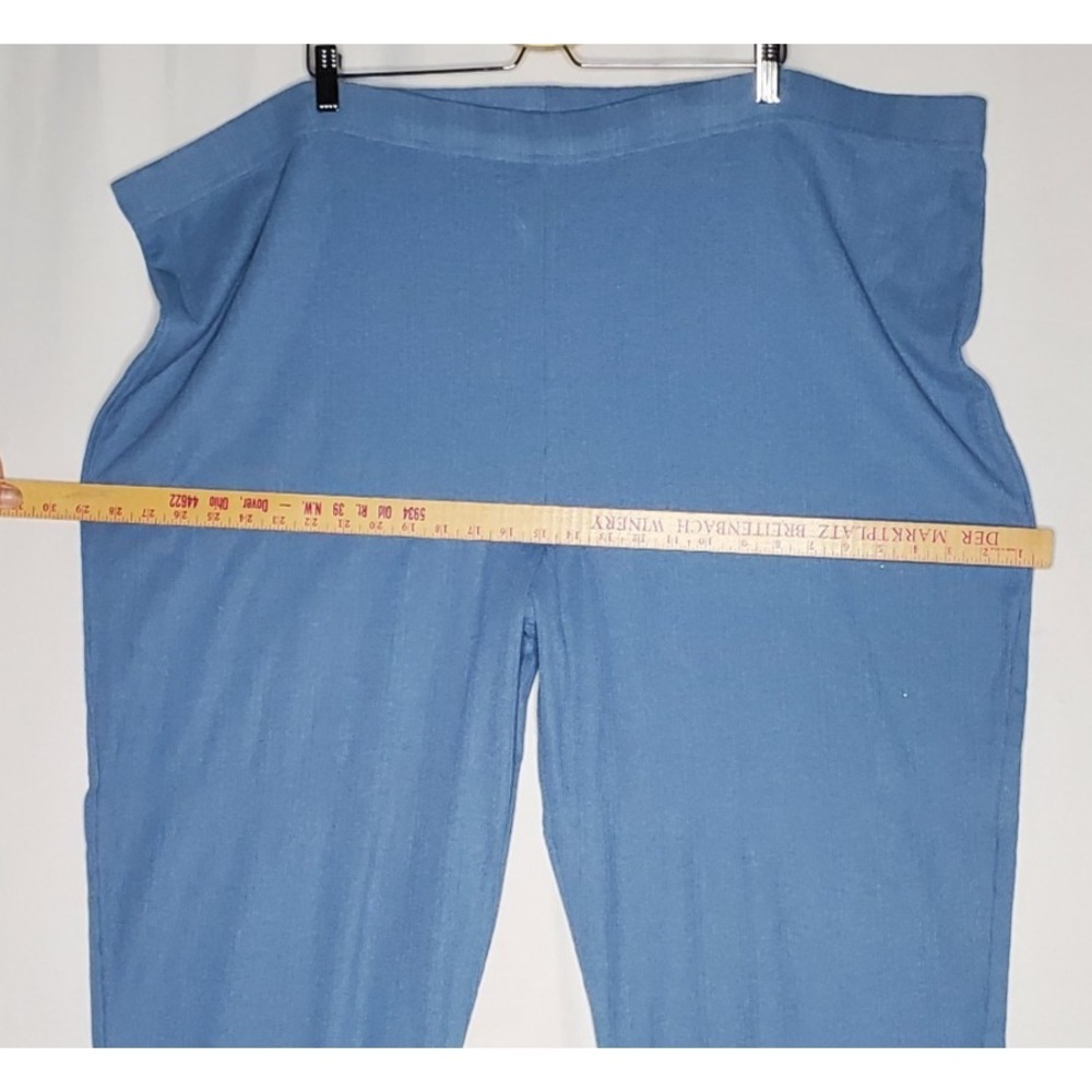 Fashion Formulas Vtg 60s Knit Pant Top Set Womens 3X Blue Textured Button Pocket - Picture 15 of 16
